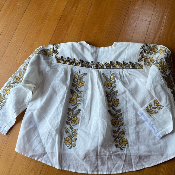 NWT embroidered L/S linen & cotton top size small - Picture 5 of 6